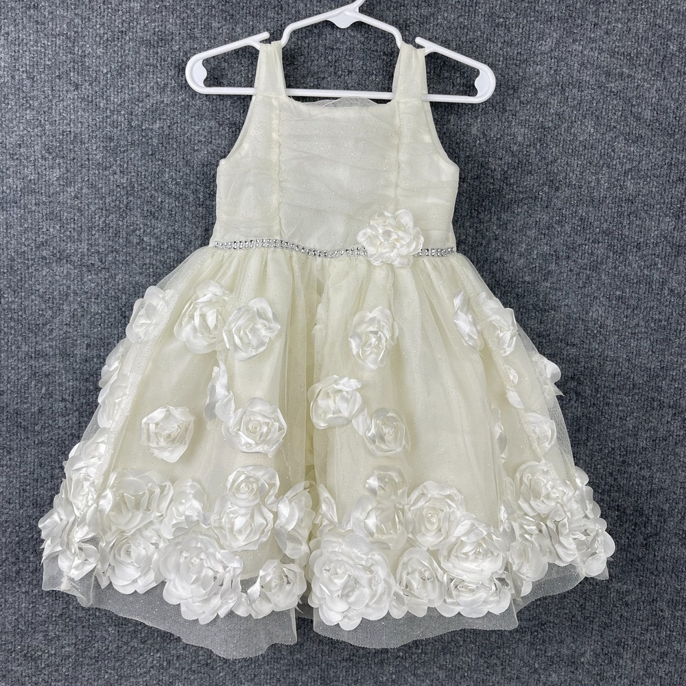 Nannette Toddler Dress 2T Ivory Cream Tulle Rosette Flower Girl Special Occasion